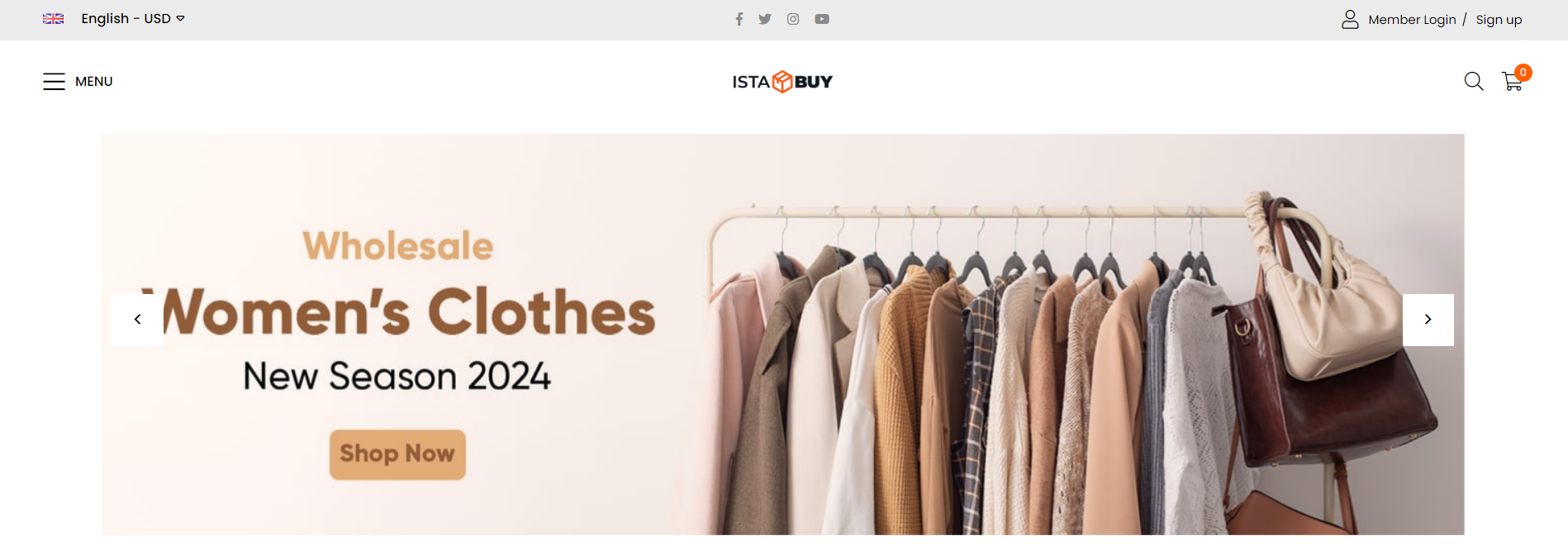 homepage of a wholesale clothing marketplace - IstaBuy